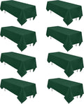 8 Pack Dark Green Tablecloth 60 x 102 Inch Rectangular Table Cloth for 6 Foot Rectangle Tables, Hunter Green Wrinkle Resistant Washable Polyester Fabric for Buffet Wedding Party Banquet