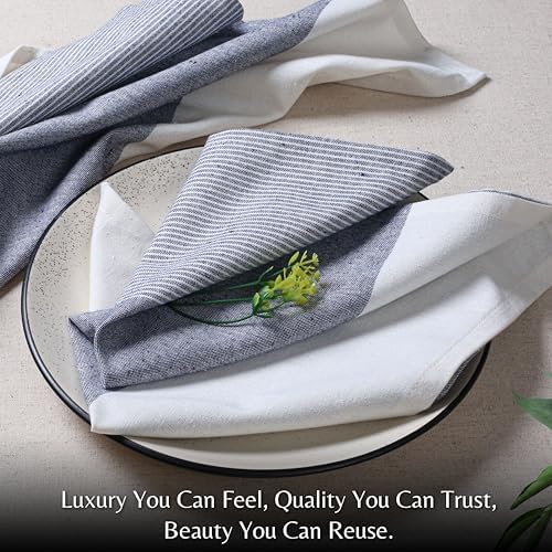 Denim Blue Cotton Cloth Napkins Set of 4, 18x18 Inch - Image 2