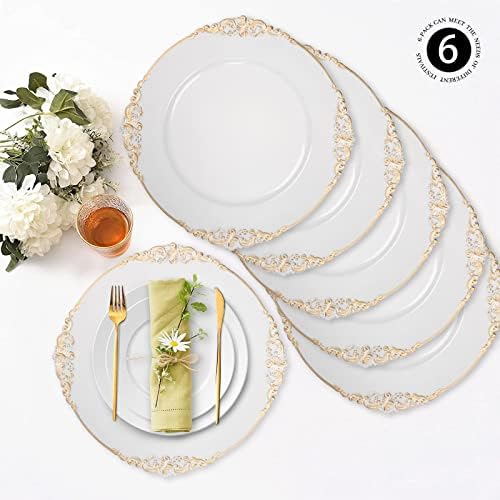 MAONAME White Charger Plates Set of 6, Plate Charges for Dinner Plates - Image 4
