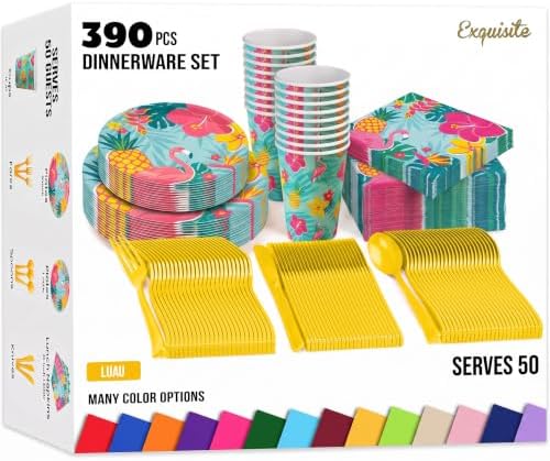 390 Pcs Luau Plates and Napkins Party Supplies Luau Party Decorations by Exquisite