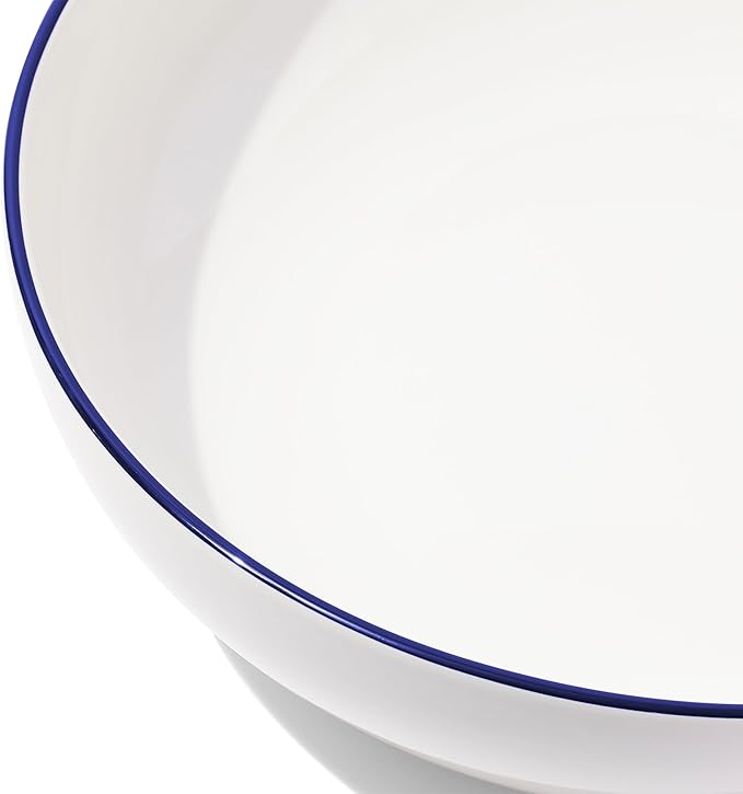 Made In Cookware - Serving Bowl - White With Navy Rim - Porcelain England