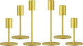 Set of 6 Gold Taper Candle Holders Candlestick Holders, Decor Candle Stick Candle Holder for Table or Mantel Centerpiece, Wedding, Dinning, Party Home Decor