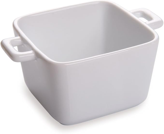 Restaurantware-7 Ounce White Casserole Dishes, 10 Square White Baking Dishes - Oven Safe, Chip Resistant, Porcelain Casserole Dish With Handles, For Snacks, Sauces, Or Desserts