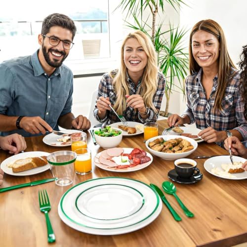 N9R 600PCS Clear Green Plastic Plates, Disposable Dinnerware Set for Party - Image 6