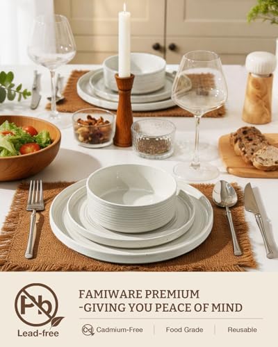Stoneware Dinnerware Sets, Plates, Bowls, Dishes Set for 6 - Image 2