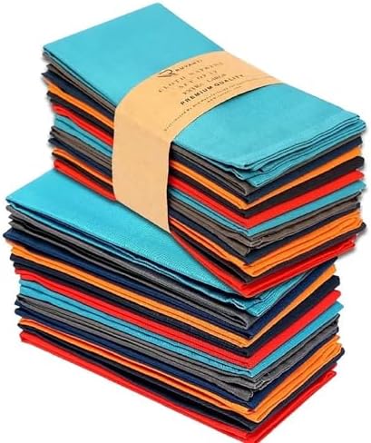 Ruvanti Cloth Napkins Set of 24, Cotton Enrich 18”x18” - Multi Color by Ruvanti