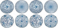 Foraineam Set of 4 Blue and White Porcelain Serving Plates Floral Dinner Shallow Plates Appetizer Salad Dessert Snack Plate Set (Pack of 2) by Foraineam