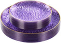 realluck 50Pcs Clear Purple Plastic Plates with Gold Rim by Realluck