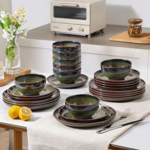 DOMICREVERY Ceramic Dinnerware Sets for 8, 24-Piece Plates and Bowls Sets - Image 7