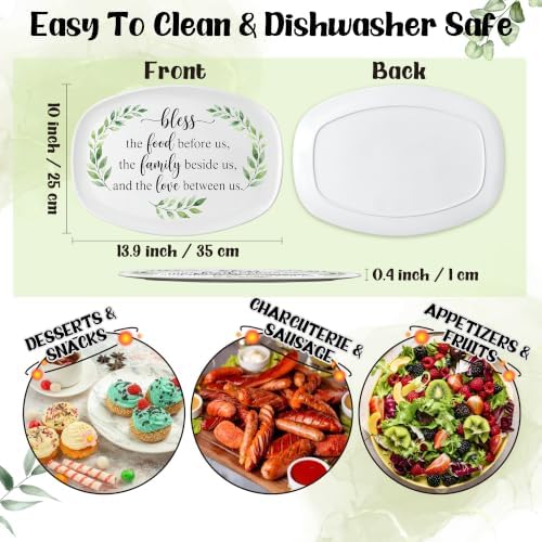 R HORSE Bless Melamine Platter Gift, Reusable White Oval Serving Dishes - Image 3