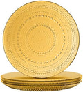 Amber Hobnail Dinner Plates Set of 4 Pressed Glass 10.5 Inch by Yungala