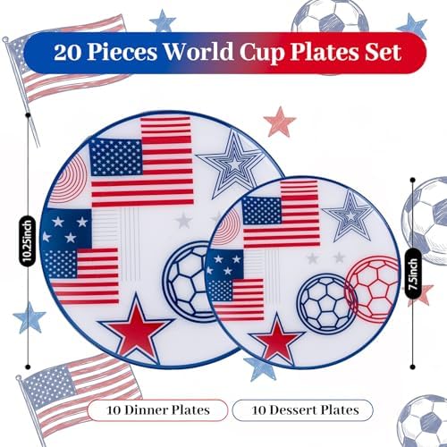I00000 20 Red and Blue Plastic Soccer Plates, Disposable Plates for Party - Image 2
