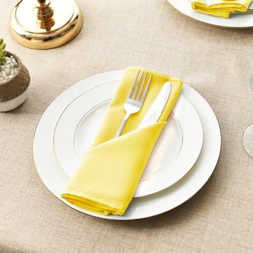 Hiasan Cloth Napkins Set of 6, 18 x 18 Inch, Yellow - Image 3