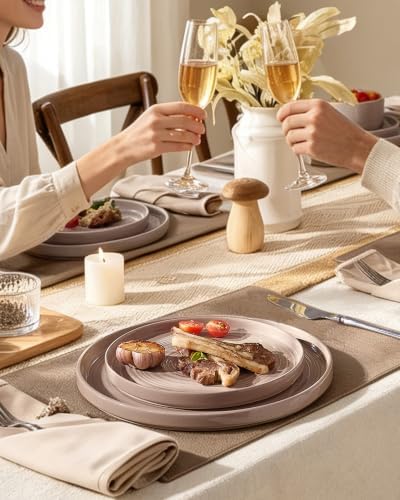 Stoneware Dinnerware Sets, Plates, Bowls, Dishes Set for 6 - Image 2