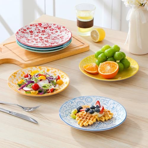 vancasso 8.25" Pastel Salad Plates Set of 6, Vintage Ceramic - Image 5