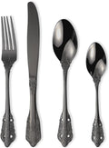 Vintage Black Silverware Flatware Set for 10, European Classic Style 40 Pieces Stainless Steel Tableware Cutlery Set,Fine Kitchen Utensils for Wedding Restaurant Hotel Christmas
