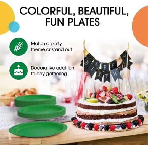 Exquisite Party Solids Sturdy Green Plastic Plates 9" Party Plates 50 Pcs - Image 5