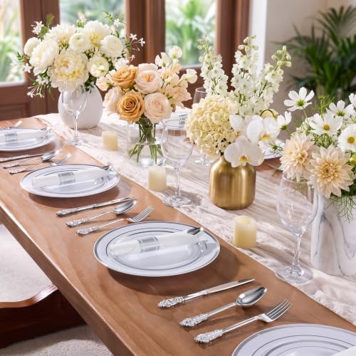 Goodluck 400PCS Silver Fancy Wrapped Silverware Set Disposable - Image 6
