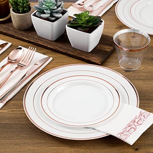 FOCUSLINE 175 Pieces Rose Gold Dinnerware Set for 25 Guests - Image 6
