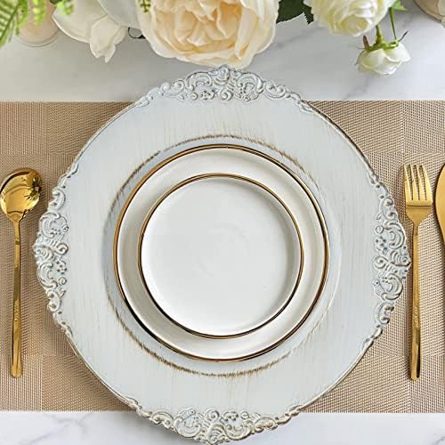 MAONAME Antique White Charger Plates, Round Plate Chargers Set of 12 - Image 5