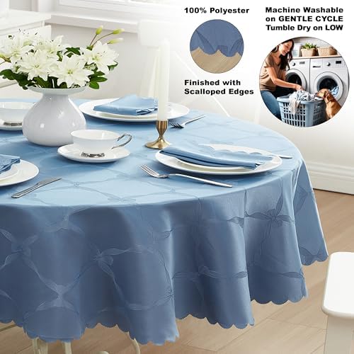 Newbridge Holiday Ribbons Bows Blue 60 x 102 Oval Tablecloth - Image 4