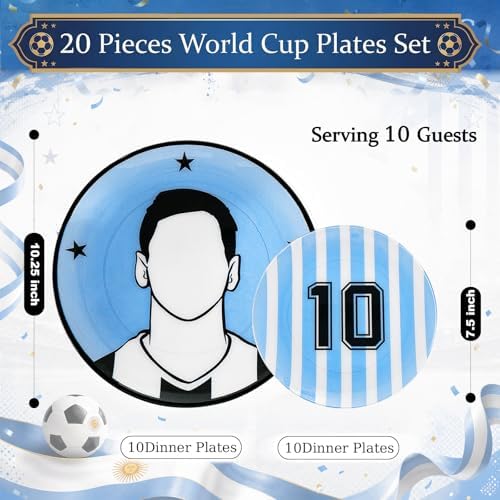 I00000 20Pcs Blue Plastic Soccer Plates, Disposable Plates for Soccer Party - Image 2