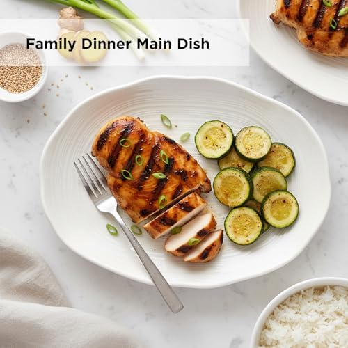 TP 10" Serving Platters Set of 4, Oval Melamine Serving Trays for Appetizers Desserts Pasta Snacks Sushi, Unbreakable Plates for Dinner and Party, Ivory White - Image 5