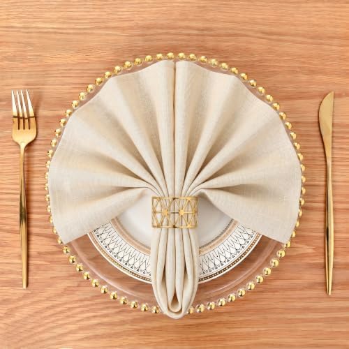 EHouseHome Waterproof Faux Linen Dinner Napkins, Set of 12, 17 x 17, Nature - Image 4
