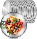 16 Stainless Steel Plates, 7.8 inch 304(18/8) Metal Camping Plate, Reusable Food Serving Dish Snack Eating Dishes Round Shatterproof Plate Silver Dinnerware for BBQ Dinner Oven Dishwasher Safe by Offiper