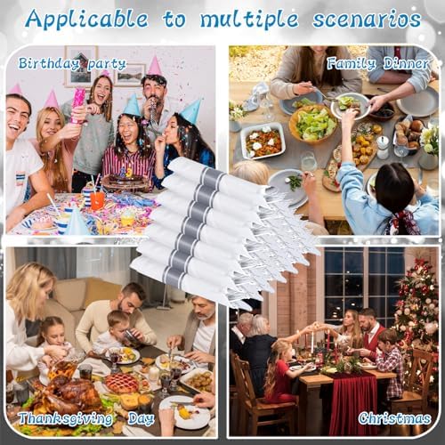 Supernal 100 Pack Pre Rolled Silver Plastic Silverware with Napkins - Image 7