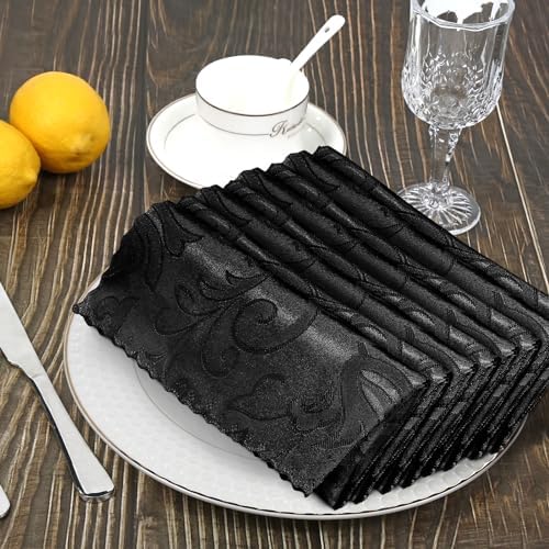 24 Pack Black Damask Satin Napkins 17 x 17 Inch - Image 6