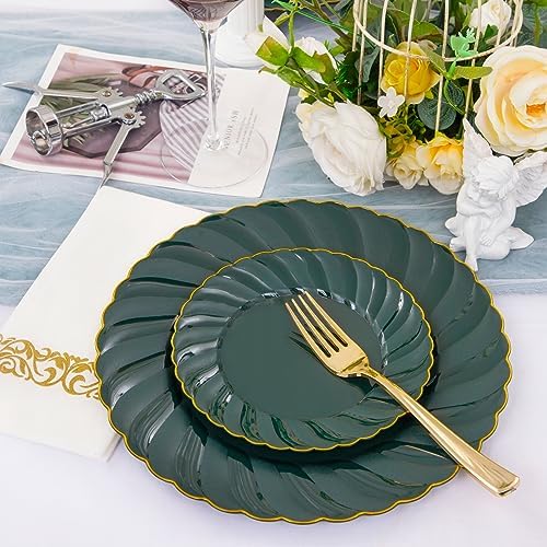 YOUBET 150PCS Emerald Green Plastic Plates for Party Wedding - Image 4