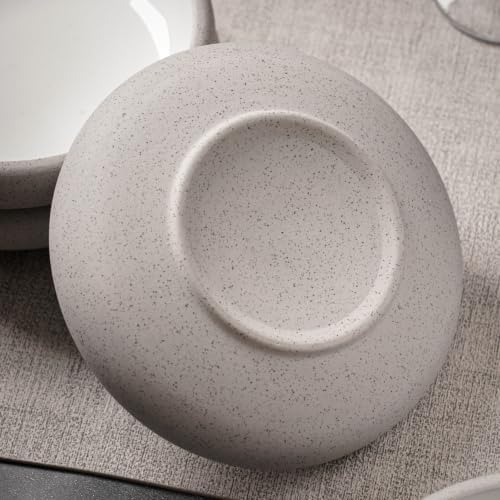 Uaral Ceramic Salad Plate Set,Small Dinner Plates and Bowls,Side Dishes with Texture Grey Finish Underside, Set of 4,5.5inch,14oz(Color Clay Grey and White) - Image 5