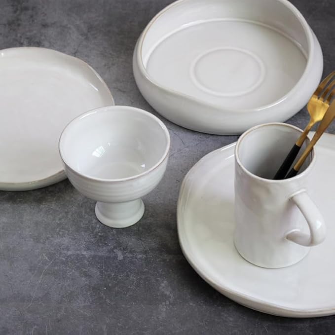 Decorative Bowl Free-Form Rim Glazed Ceramic Fruit Bowl for Kitchen Counter Ceramic Dining Room Table Centerpiecekey Bowl for Entryway Table|Dishwasher & Microwave Safe