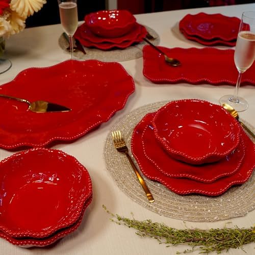 Certified International Perlette Red 9" Melamine Salad/Dessert Plates, Set of 4 - Image 6