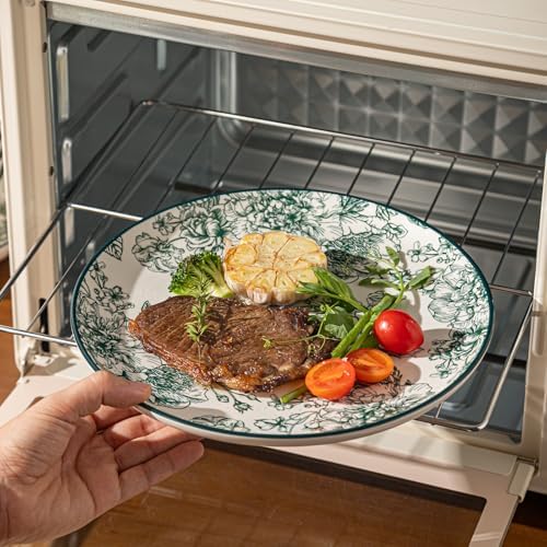 6-piece Vintage Green Floral 10.25-inch Ceramic steak plate - Image 6