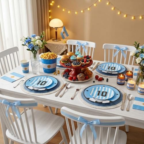 I00000 20Pcs Blue Plastic Soccer Plates, Disposable Plates for Soccer Party - Image 3