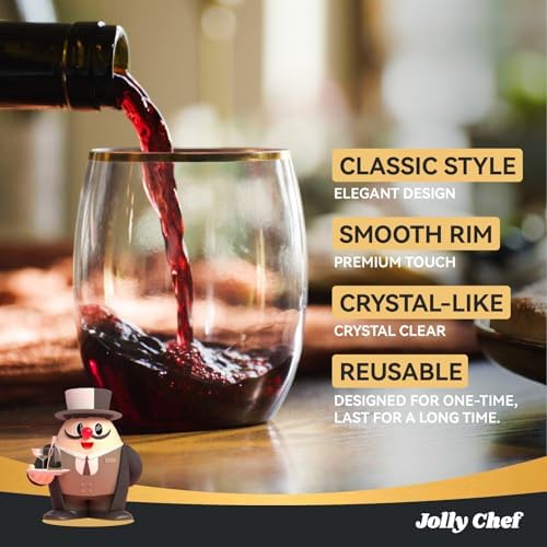 JOLLY CHEF 12 Pack 12 oz Champagne Flutes Gold Stemless Toasting Glasses - Image 4