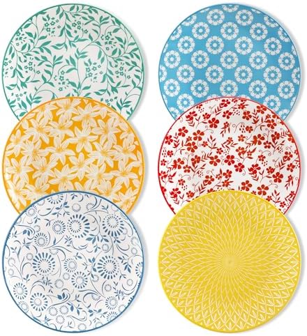 vancasso 8.25" Pastel Salad Plates Set of 6, Vintage Ceramic by vancasso