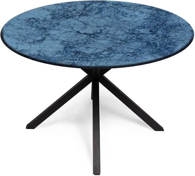 Polyester Tablecloth, Marble Waterproof Oil-Proof PVC Table Cloth, Abstract Crack Pattern, Fit Round Tables 39inch Diameter, Holiday Party Home Kitchen Dining Table Decoration, Blue