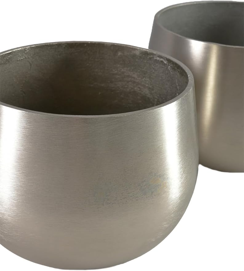 Serene Spaces Living Silver Aluminum Bowl, Decorative Bowl for Flowers, Potpourri, Catchall for Entryway, Dining Table Centerpiece, Home Décor, 6.5" Diameter & 5" Tall, Pack of 1
