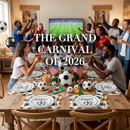 I00000 20 White Plastic Soccer Plates, Disposable Plates for Soccer Party - Image 3