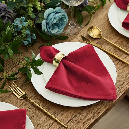 Newbridge Barcelona Damask Fabric Tablecloth, 60 x 84 Inch Rectangle, Red – No Iron, Soil Resistant Table Cover for Dining, Parties and Holidays - Image 6