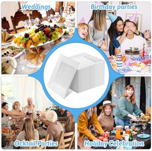 100 Packs White Square Plastic Plates 6.5" Disposable Dessert Plates - Image 6