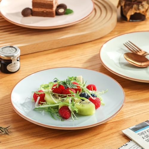 Dessert Plate Ceramic Set of 6, Colorful 8 Inch Salad Plates for Appetizer Lunch, Fiesta Cute Kids Plates, Modern Serving Dishes, Microwave Dishwasher Safe, Assorted Candy Hue - Image 4