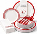 By Madee HEAVYWEIGHT White and Red Plates for Party Set 175 Pc by byMadee