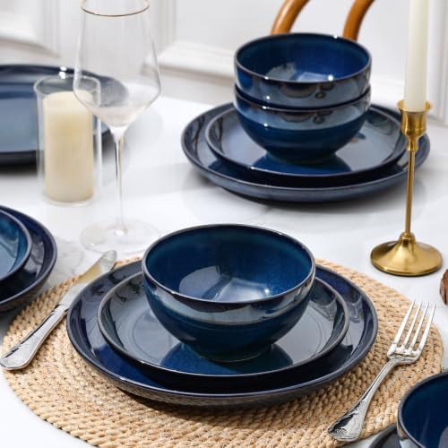 DOMICREVERY Ceramic Dinnerware Sets for 4, 12 Piece Plates and Bowls Sets - Image 4