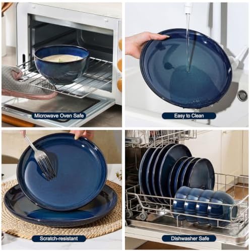 DOMICREVERY Ceramic Dinnerware Sets for 4, 12 Piece Plates and Bowls Sets - Image 7