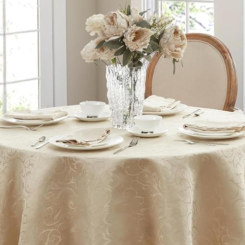 Newbridge Portofino Scalloped Damask Fabric Napkins, Set of 4, Linen, Wrinkle and Stain Resistant Fine Dining Holiday Party Fabric Napkin Set - Image 5