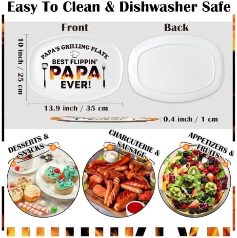 R HORSE Papa Melamine Grill Platter Gift, Barbecue White Oval Serving Tray - Image 3